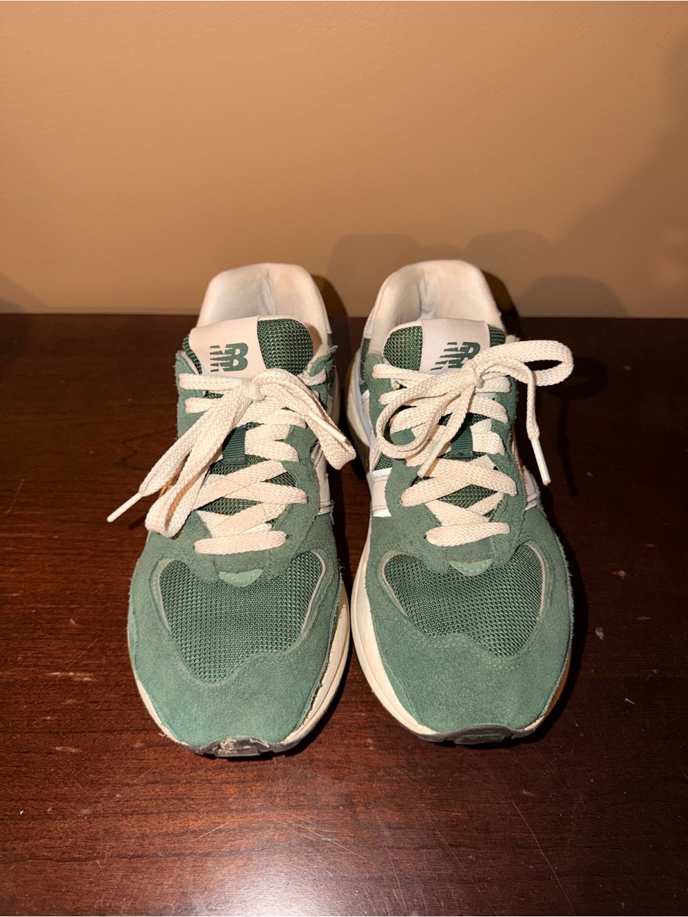 New Balance Sage Green Suede & Mesh Trainers